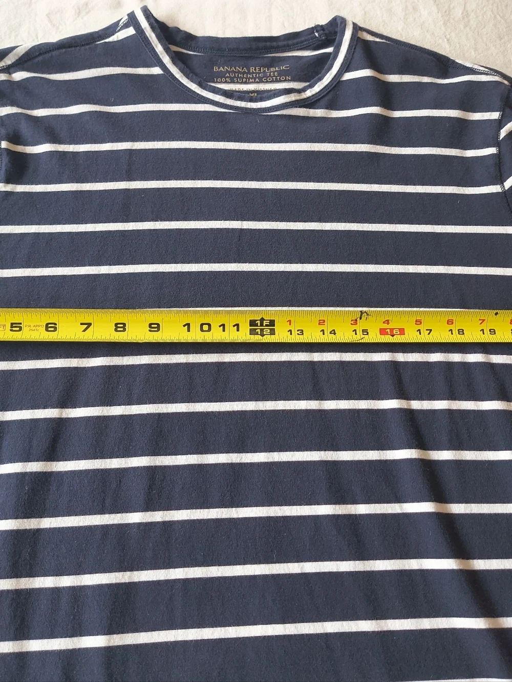 Banana Republic Navy and White Striped Crew Neck Tee Size Xl